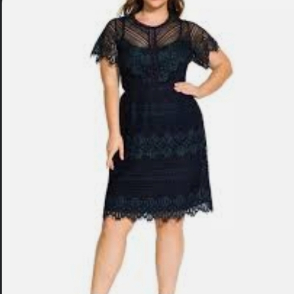 NWOT City Chic Blue Lace Dress sz 16
